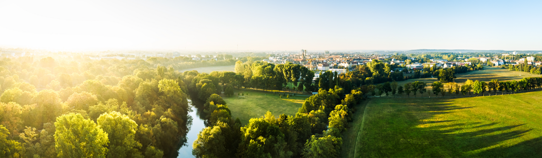 Luftbild Fürth bei Sonnenaufgang