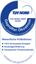 TÜV Nord Zertifizierung für Ökostrom bei der infra