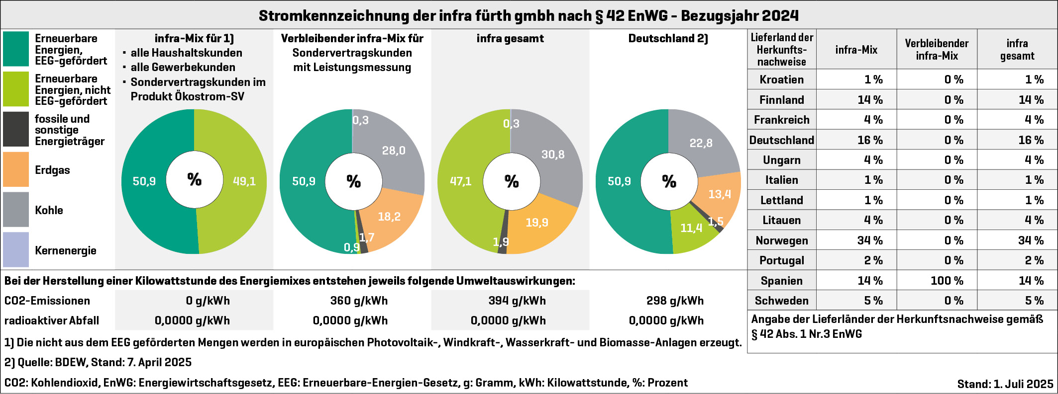 Stromkennzeichnung Bezug 2024 Stand Juni 2025